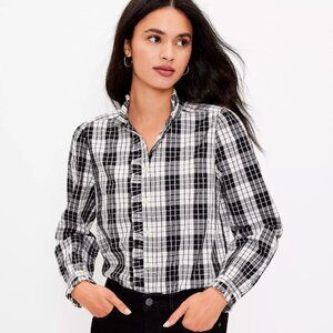 LOFT Plaid Ruffled Cowgirl shirt